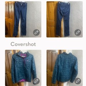 Patagonia zip-neck jacket💜/teal S+Tommy 3.5% stretch👖sz0